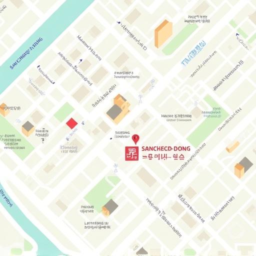 필림여정의 위치가 표시된 삼청동 주변 지도